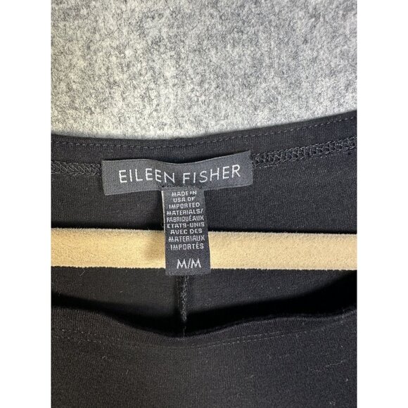Eileen Fisher Dress Medium Stretch Womens Black Short Sleeve Capsule Minimal - Picture 2 of 8